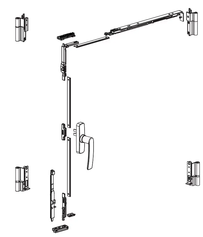Kit oscillo-battant Galicube 2 V FAPIM à crémone Gea - compas moyen 562 à 1200 mm - noir RAL9005 - 1331GF_37 Achat Immédiat