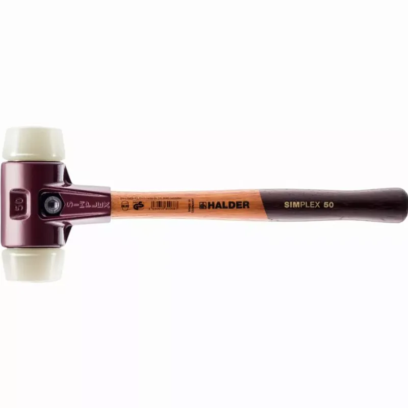 Jusqu&rsquo;à Épuisement Des Stocks Maillet HALDER SIMPLEX Nylon avec boîtier en fonte malléable et manche en bois – D=40 mm – 3008.040