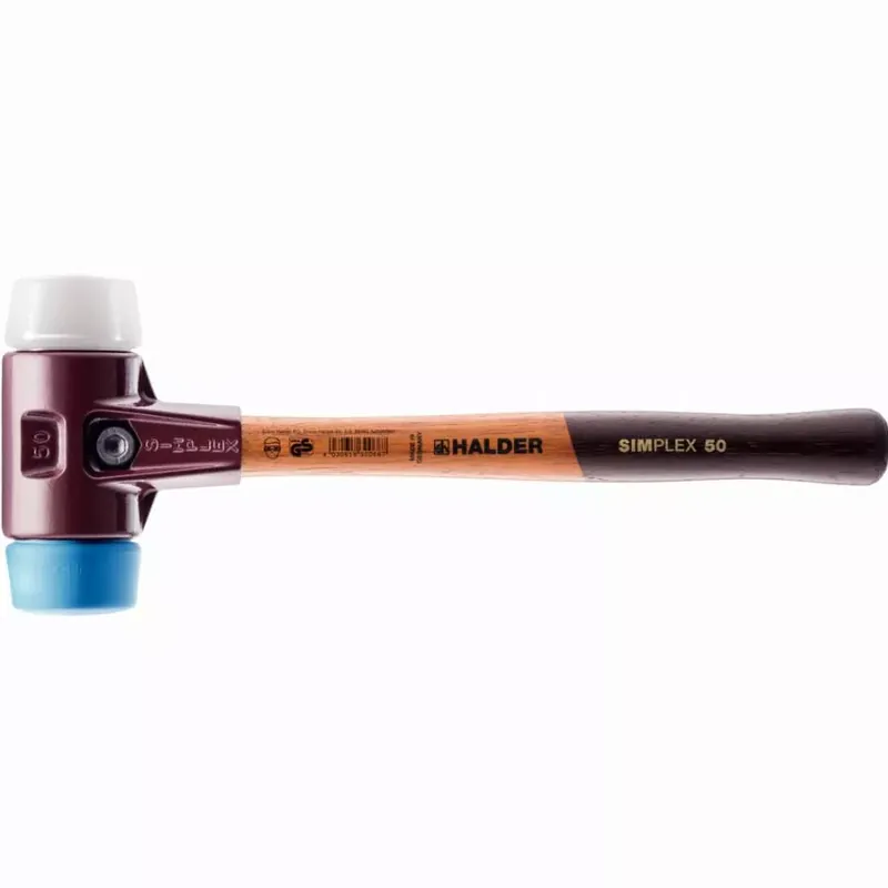 Maillet HALDER SIMPLEX TPE souple/ superplastique avec boîtier en fonte malléable et manche en bois de haute qualité - D=40 mm - 3017.040 Quantité Limitée