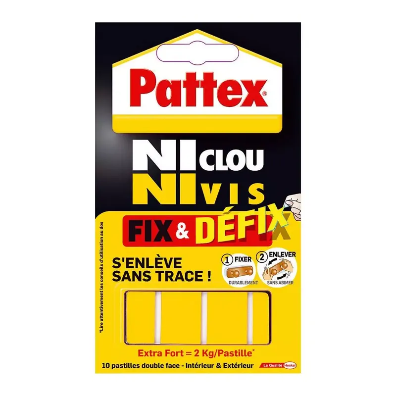 Achat Immédiat PATTEX Adhésif Fixation NCNV Fix & Defix 10 Pastilles 2kg – 20 x 40 mm – HENKEL – 686662