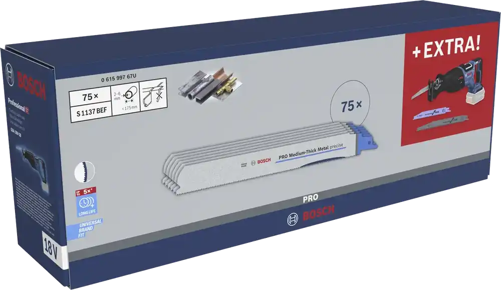 Scie sabre sans fil Bosch GSA 18V-28 + lame de scie sabre 75 PRO S1137BEF - BOSCH - sans batterie ni chargeur Commander Vite
