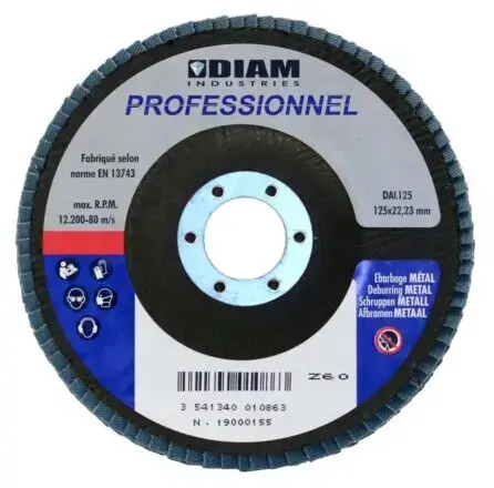 Disque abrasif à lamelles diam.125/22.23 GR 40 métal - DIAM INDUSTRIES - DAL125-40 Dernière Chance
