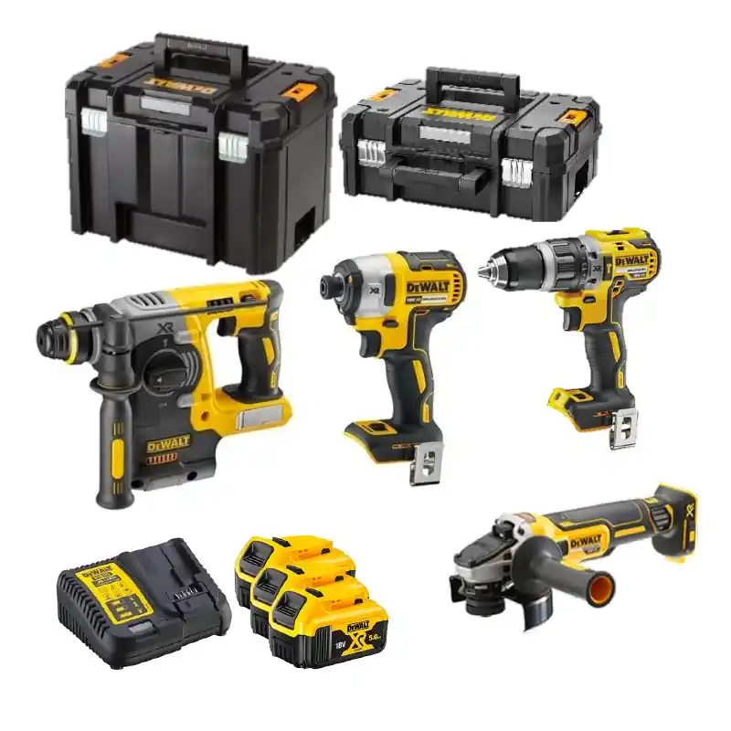 Set de 4 machines XR 18V + 3 Accus 5.0Ah DCK422P3T DeWalt Prix Bas