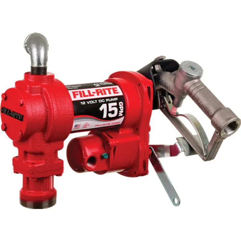 Pompe Fill-Rite FR1210HN 15 GPM, 12 V CC, fil de terre de 5 pi, câble de batterie à 2 fils de calibre 12 de 18 pi, tuyau d‘aspiration télescopique en acier (20" à 341/2"). Prix Bas