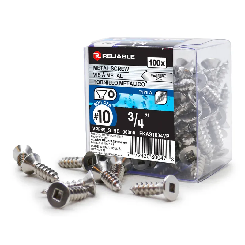 Dernier Modèle Vis à métal en acier inox, filet autotaraudeur, type A, 10 x 3/4&Prime;, 100/pqt