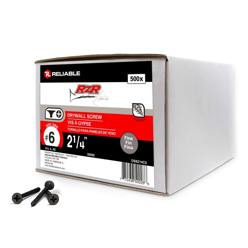 Vis à gypse, filet fin, type S, 6, 2 1/4&Prime;, noir, 500/pqt Achat Immédiat