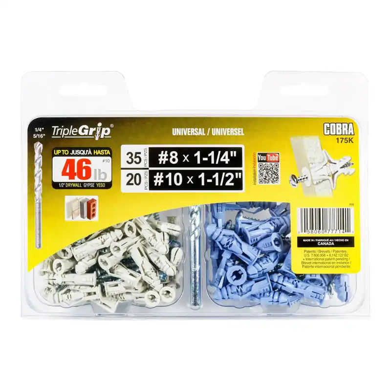 Ancrages 8 Gris – 10 Bleu (+ Vis) + Foret Triple-Grip (35 + 20) Affaire À Saisir