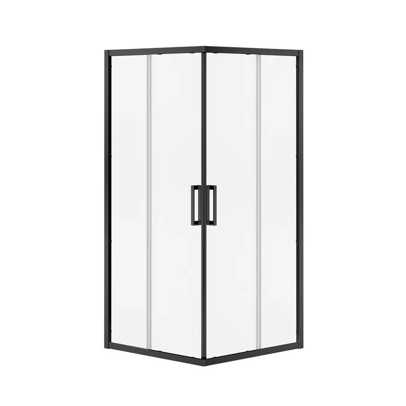 Porte de douche coulissante, Radia, 36&Prime; x 36&Prime; x 71,5&Prime;, verre clair, noir mat Jusqu&rsquo;à Épuisement Des Stocks